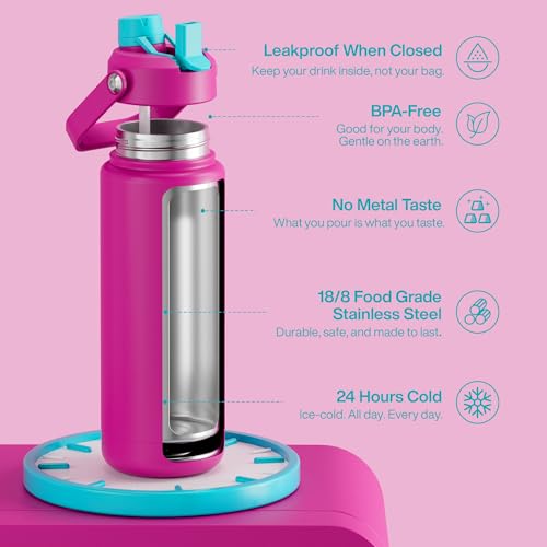 Insulated Water Bottle with Straw Stainless Steel Water Bottle
