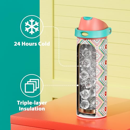 24 oz Insulated Water Bottle with Straw