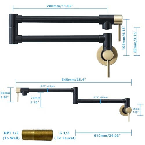 Brass Pot Filler Faucet Wall Mount