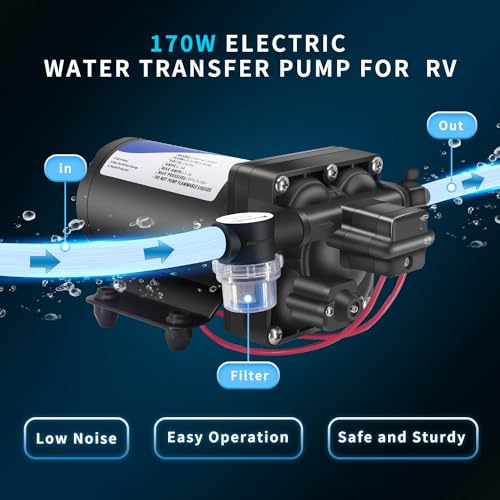 12V DC RV Water Pump Water Pressure Booster Pump for Home 5.0GPM 70PSI Marine Boats Washdown Pump Self (98.72 Ounce)