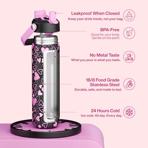 Insulated Water Bottle with Straw Stainless Steel Water Bottle