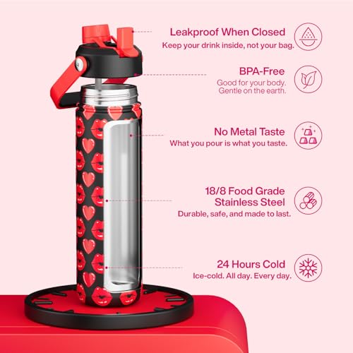 Insulated Water Bottle with Straw Stainless Steel Water Bottle