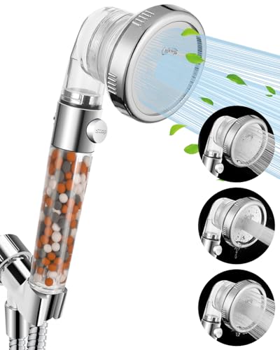 Filtered Shower Head for Hard Water with Stop