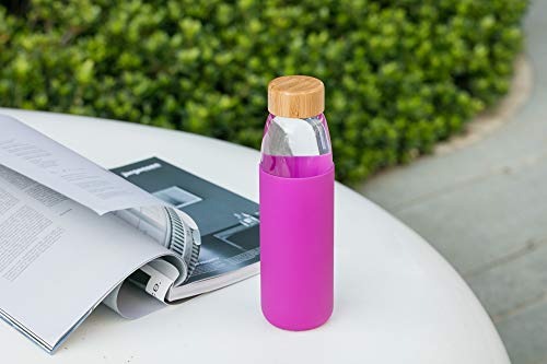 18 Oz Borosilicate Glass Water Bottles with Bamboo Lid