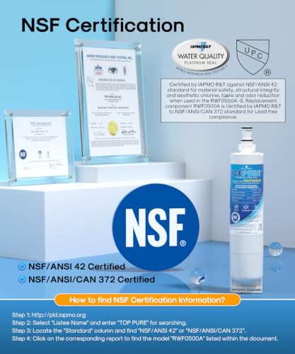 RWF0500A Refrigerator Water Filter Replacement for Whirlpool 4396508 4396510 (3 Count)