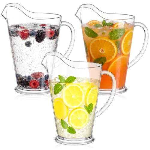 Tessco 3 Pcs Plastic Pitchers 60 Oz Clear Water Beer Jug Large (3 Count)