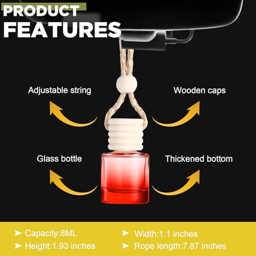70 Pieces Hanging Car Diffuser Air Freshener Bottle Bulk Empty Glass Refillable Perfume Bottles Oil Diffuser Aromatherapy Pendant for Auto Interior Ornaments Decor (70 Count)