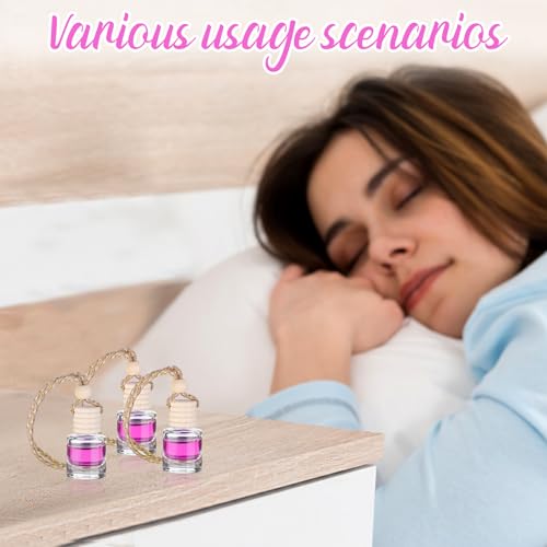 60 Pcs Hanging Car Air Freshener Car Diffuser Bottle Empty Glass Perfume Air Freshener Diffuser Bottle Pendant for Essential Oils Fragrance Aromatherapy Ornament Decor (60 Count)