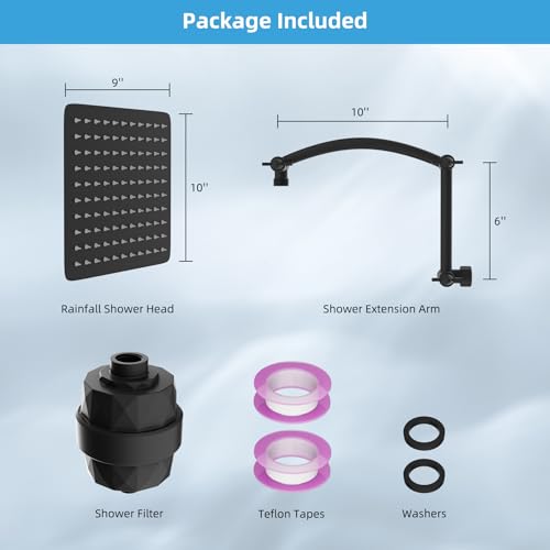 10'' Filtered Rain Shower Head with 16'' Extension Arm