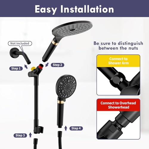 Matte Black Filtered Dual Shower Head with Handheld Spray Combo