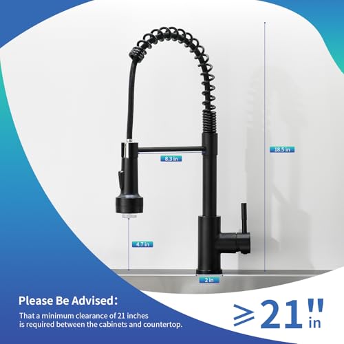 Black Kitchen Faucet with Pull Down Sprayer Single Hole Stainless Steel LED Faucet