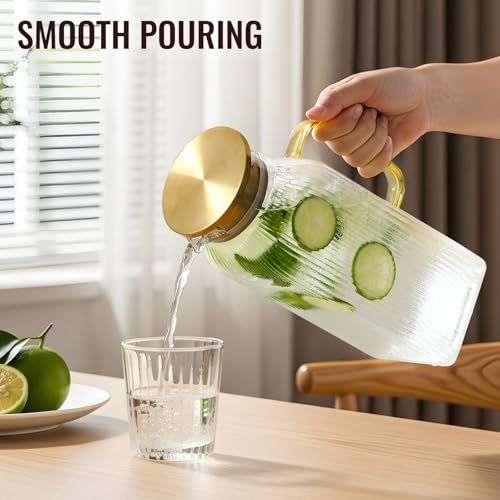 2 Liter 68 oz Square Glass Pitcher with Lid