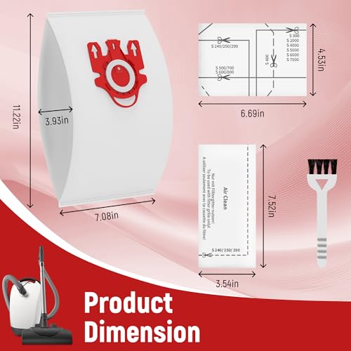 15 Pack 3D Airclean Dust Bags Replacement for Miele FJM Vacuum Compact C2 (15 Count)