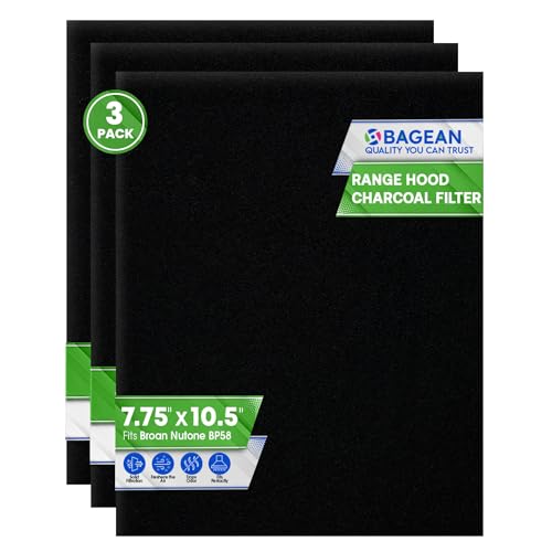 Range Hood Charcoal Filter 7.75” x 10.5” For Broan and Nutone BP58 (3 Count)
