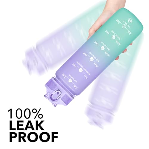 Plastic Water Bottle With Straw & Time Marker