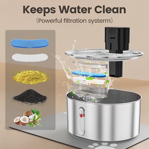 No Pump Cat Water Fountain with 3 Filter