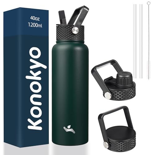 40 oz Insulated Stainless Steel Water Bottle with Straw Lid