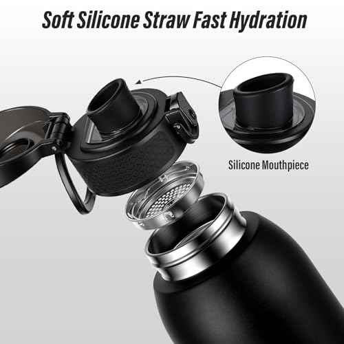 Insulated Water Bottle 24 oz with Dustproof Lid