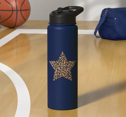 Star Shape Cute Cheetah Leopard Print Graphic Stainless Steel Insulated Water Bottle