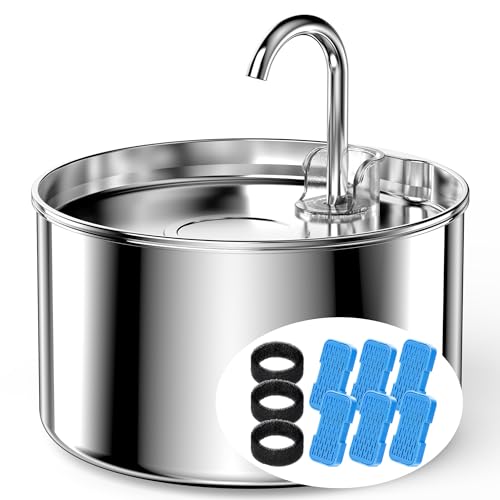 Cat Water Fountain Stainless Steel + 6 Filters + 3 Sponges