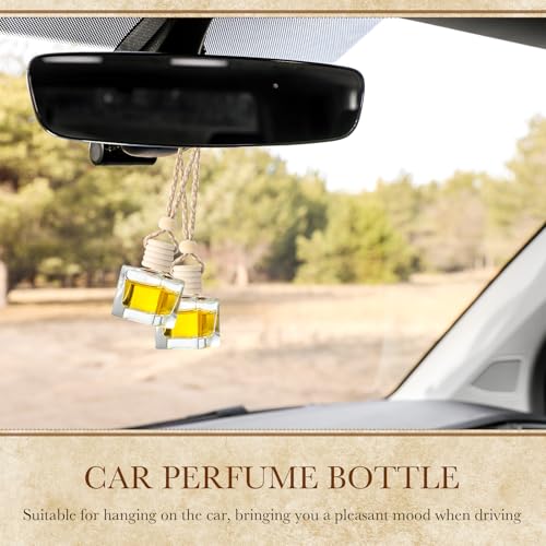 50 Pcs Hanging Car Air Freshener Car Diffuser Bottles Empty Glass Perfume Bottle Freshener Diffuser Bottle Pendant for Essential Oil Fragrance Aromatherapy Bottle Ornament (50 Count)