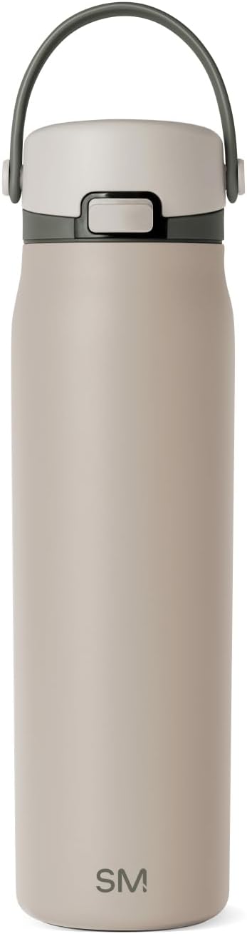 Simple Modern Mesa Sport Water Bottle with Covered Chug Lid | 24oz Cup Holder Friendly Insulated Stainless Steel Bottle for Gym, Sports and Travel | Almond Drift