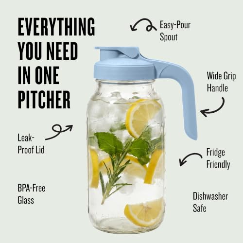 64 oz Mason Jar Glass Pitcher With Lid