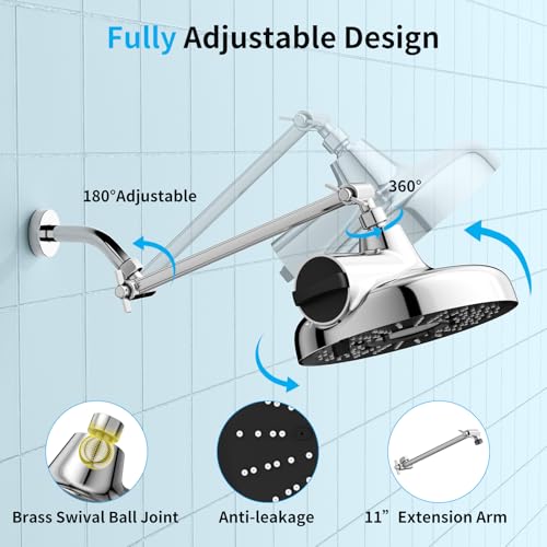 8 Inch Filtered Shower Head with Extension Arm Chrome