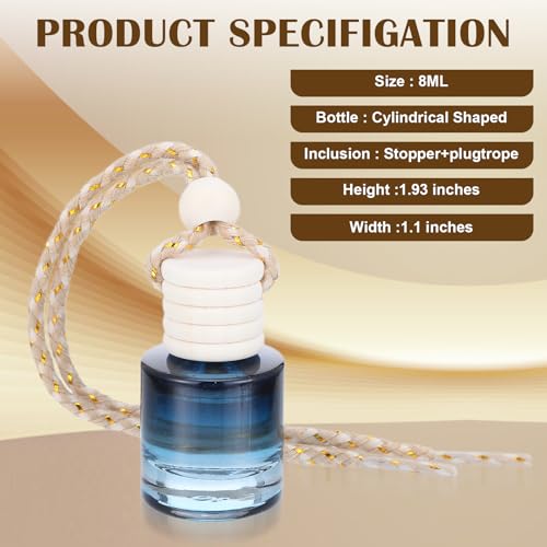 50 Pcs Hanging Car Air Freshener Car Diffuser Bottles Empty Glass Perfume Bottle Freshener Diffuser Bottle Pendant for Essential Oil Fragrance Aromatherapy Bottle Ornament (50 Count)