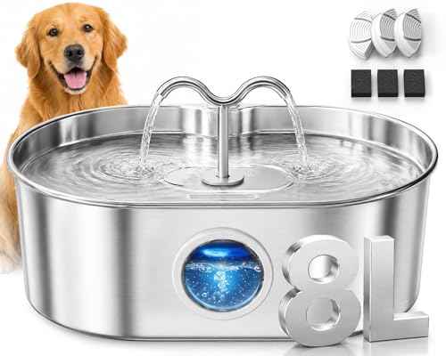 8L/270oz/2Gallon Stainless Steel Dog Water Fountain Pet Fountain
