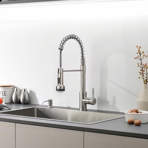 Led Kitchen Faucet with Soap Dispenser Brushed Nickel