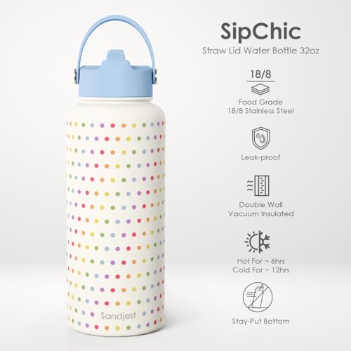 Pride Water Bottle Stainless Steel 32oz with Lid & Straw