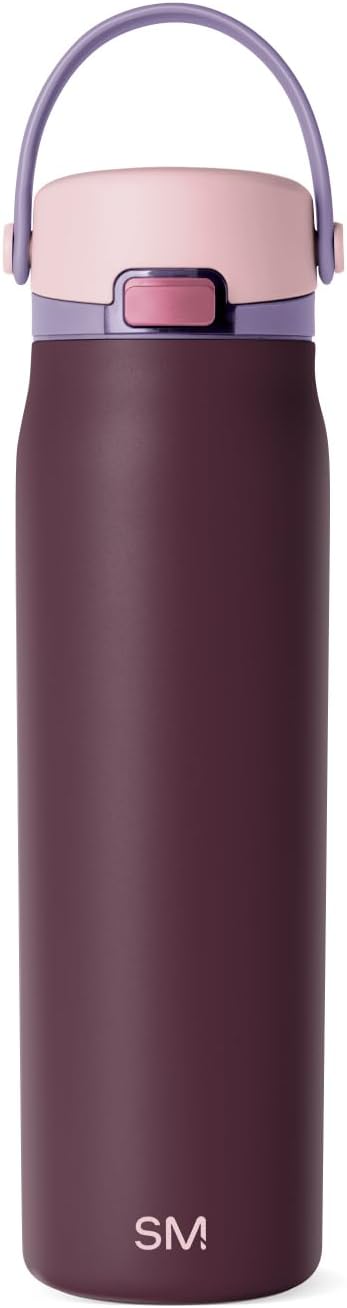 Simple Modern Mesa Sport Water Bottle with Covered Chug Lid | 30oz Cup Holder Friendly Insulated Stainless Steel Bottle for Gym, Sports and Travel | Cherry Wine