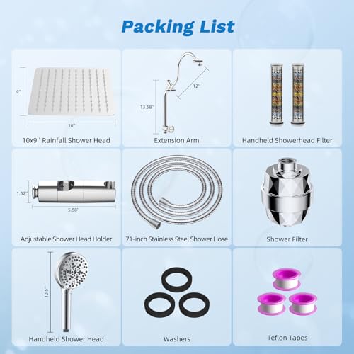 10" Dual Filtered 10" Rainfall Shower Head with Handheld 10