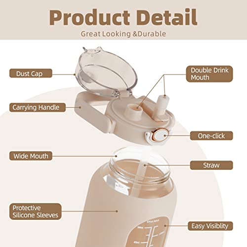 74 oz Glass Water Bottle with 2