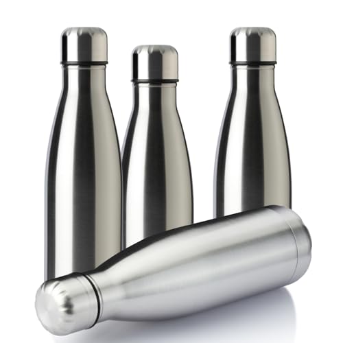 17oz Sport Water Bottle 4 Pack Vacuum Insulated Stainless Steel Leak (4 Count)