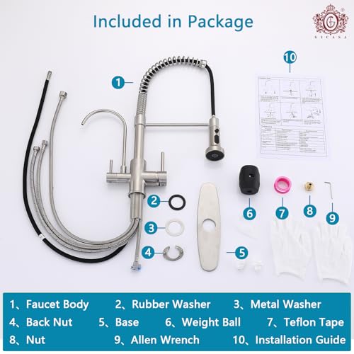 Commercial 3 in 1 Spring Brushed Nickel Kitchen Faucet