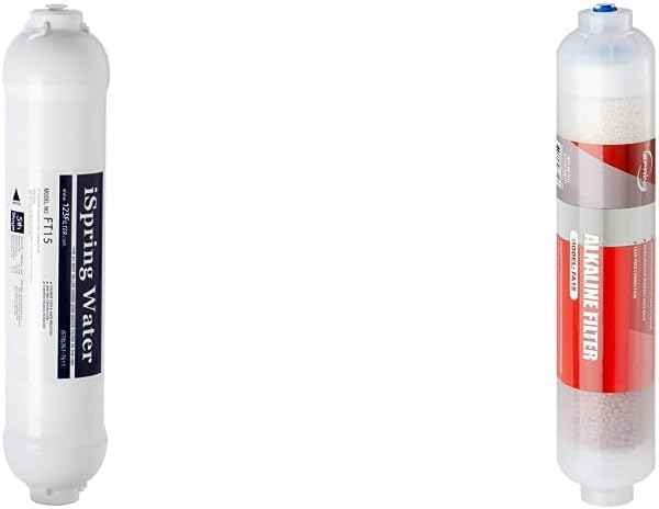 iSpring FT15 5th Stage Inline Post Carbon Filter Replacement Cartridge, 1 Count (Pack of 1), White | iSpring FA15 Alkaline Water Filter Cartridge for Reverse Osmosis RO System 3-Layer 10-inch Inline Quick Connect Replacement or Add-on, pH Balance and R...