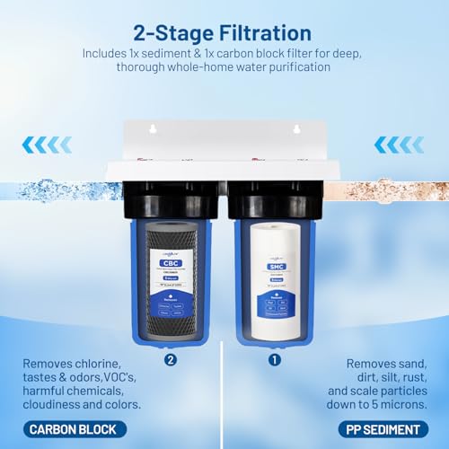 2 Stage 10" x 4.5" Whole House Sediment and CTO Carbon Block Water Filter (2 Count)
