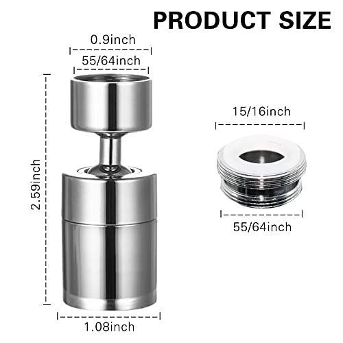 2 Pack Sink Faucet Aerator 360 Degree Swivel Kitchen Faucet Sprayer Attachment