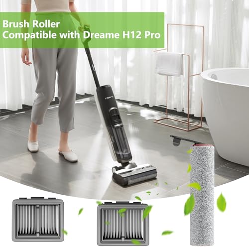 Replacement Vacuum Filters Roller Brushes Compatible with Dreame H12 Pro Wet Dry Vacuum Cleaner (6 Count)