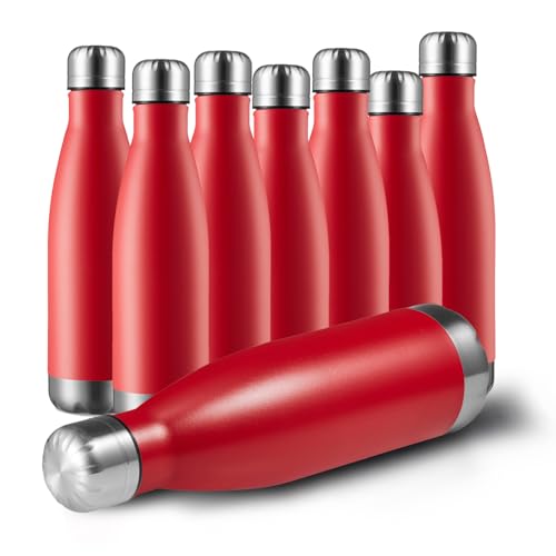 17oz Sport Water Bottle 8 Pack Vacuum Insulated Stainless Steel Leak
