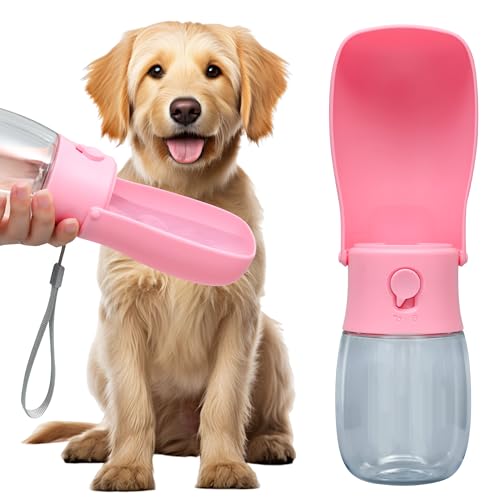 Portable Dog Water Bottle 10oz Pink