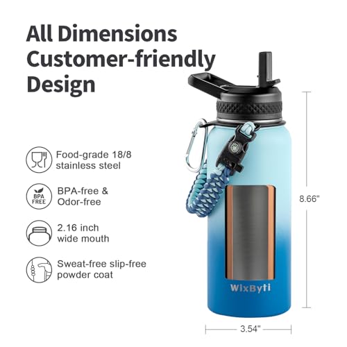 32 oz Insulated Water Bottle with Straw