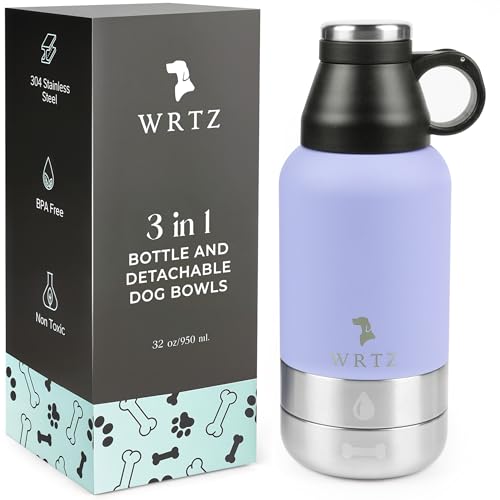 Portable Dog Water Bottle with 2 Removable Water Bowls for Dogs