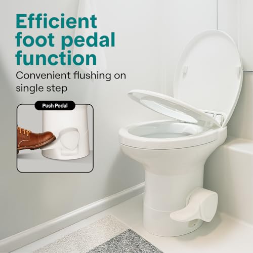 RV Toilet Small Camp Toilet with Foot Pedal and a Hand Sprayer