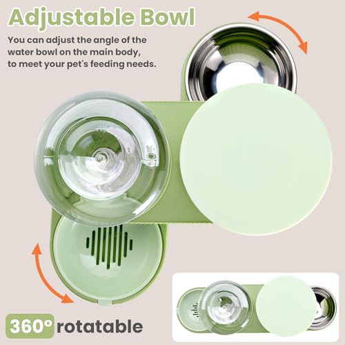 Automatic Cat Feeder Stainless Steel Water Dispenser Gravity Food Feeder and Waterer Set with Pet Food Bowl for Small Medium Kitten Puppy Pets Large Capacity