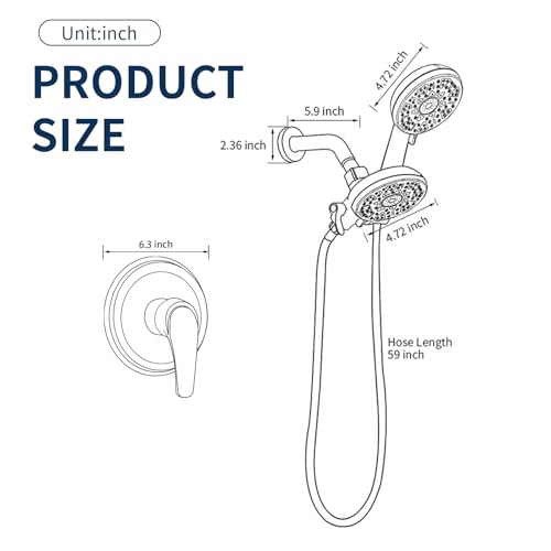 Shower Faucet Set Complete Shower Kit Dual Shower Head and Handheld 2 in 1 Combo Set Shower System Shower Trim Kit Combo Set Shower Fixtures