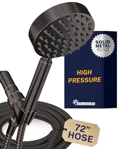 Solid Metal Handheld Shower Head with Hose and Brass Holder