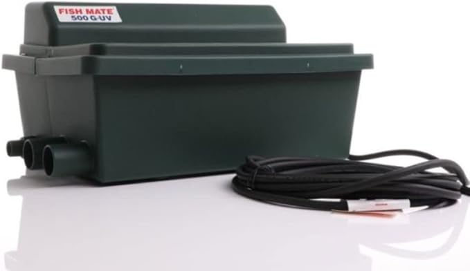 Fish Mate 500GUV Gravity Pond Filter - UV + Biological Filtration for Clearer Water, Ideal for Ponds up to 500 Gallons